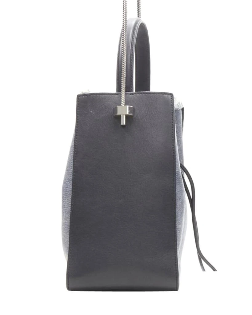3.1 Phillip Lim 3.1 PHILLIP LIM Soleil blue denim black leather drawstring top handle bucket bag 4
