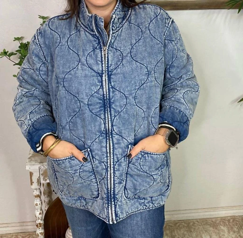 ee:some Ee:Some - Washed Denim Quilted Jacket - Curvy
