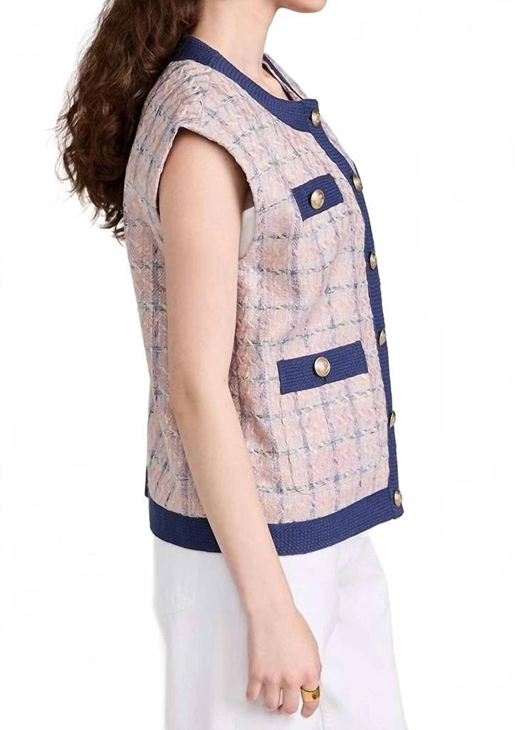 L'Agence Laurel Oversized Vest In Tan/pink 3