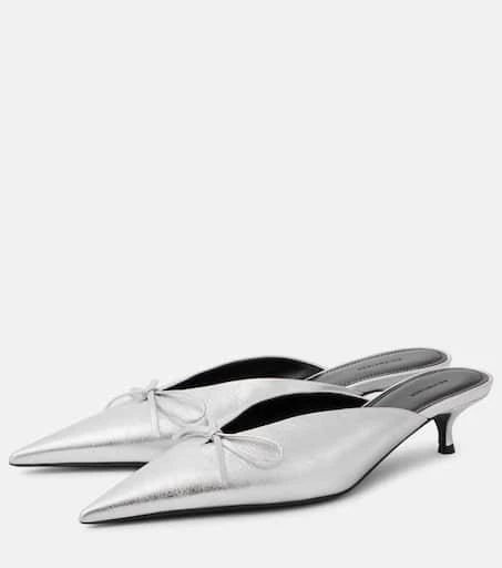Balenciaga Knife Bow 40 metallic leather mules 4