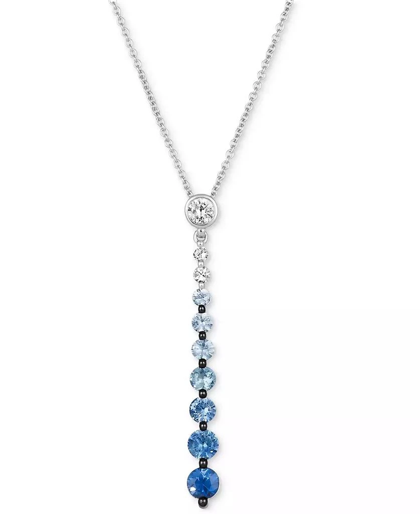 Le Vian Denim Ombré (7/8 ct. t.w.) 
White Sapphire (1/6 ct. t.w.) Graduated Adjustable 20" Lariat Necklace in 14k White Gold 1