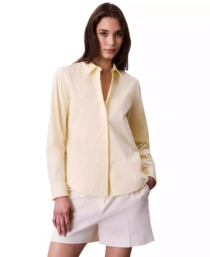 Calvin Klein Women's Cotton Poplin Stretch Relaxed Button-Down Shirt 1