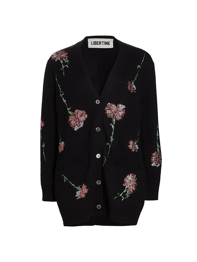 Libertine Cecil Beaton Pink Carnation Floral Cashmere Cardigan 1