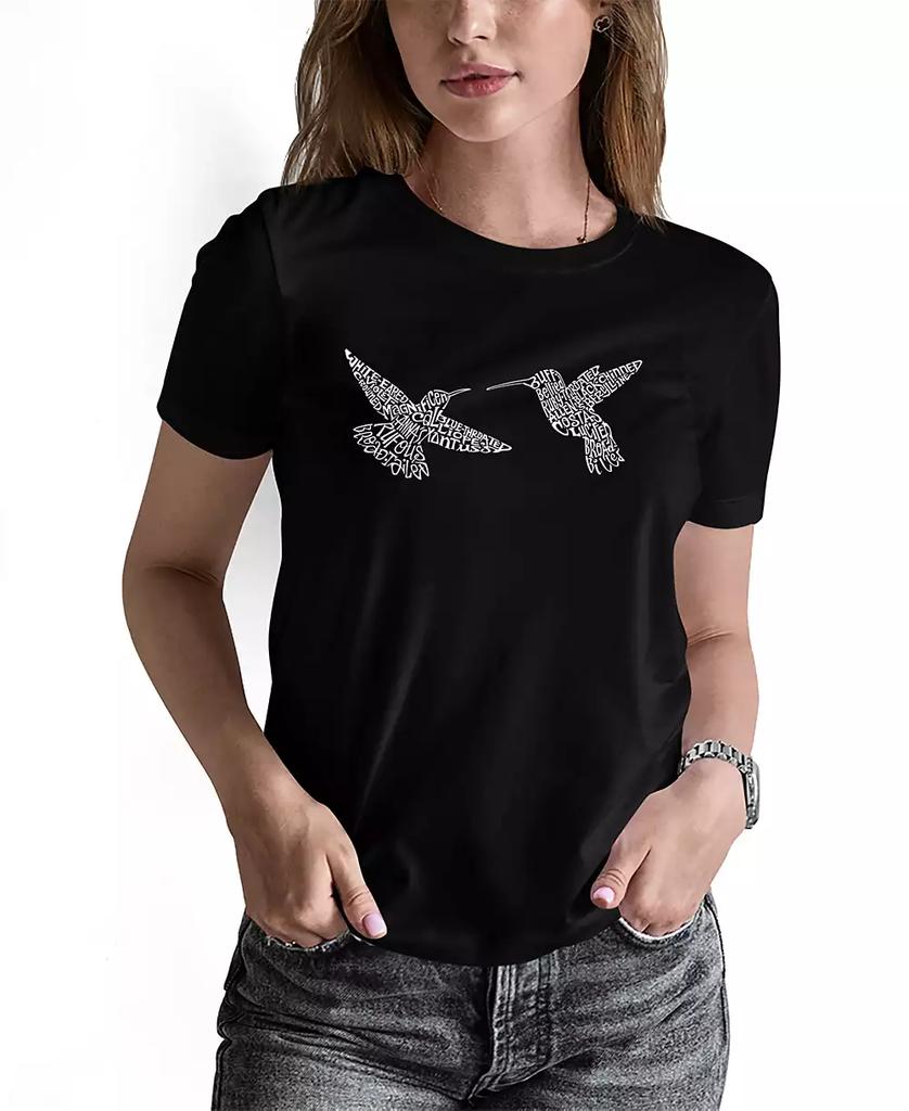 LA Pop Art Women's Hummingbirds Word Art Short Sleeve T-shirt