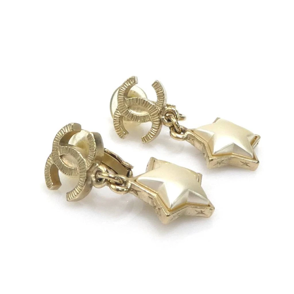 Chanel gold Off- Artificial ivory Metal Clip Earrings (Pre-Owned) 2