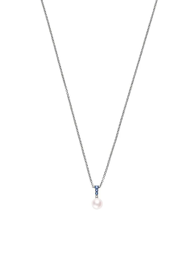 Mikimoto Morning Dew 8MM White Cultured Akoya Pearl, Sapphire & 18K White Gold Pendant Necklace 1