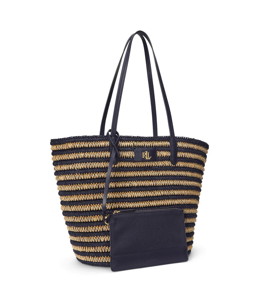 Ralph Lauren Leather-Trim Straw Medium Shelbie Tote - Tote