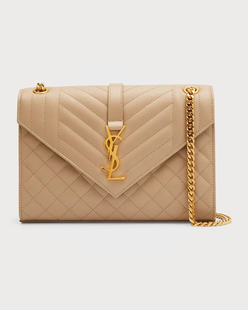 Yves Saint Laurent Envelope Triquilt Medium YSL Shoulder Bag in Grained Leather 1