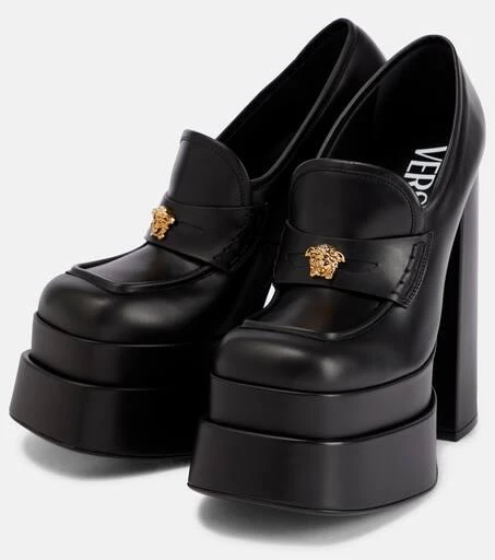 Versace Aevitas leather platform loafer pumps 5