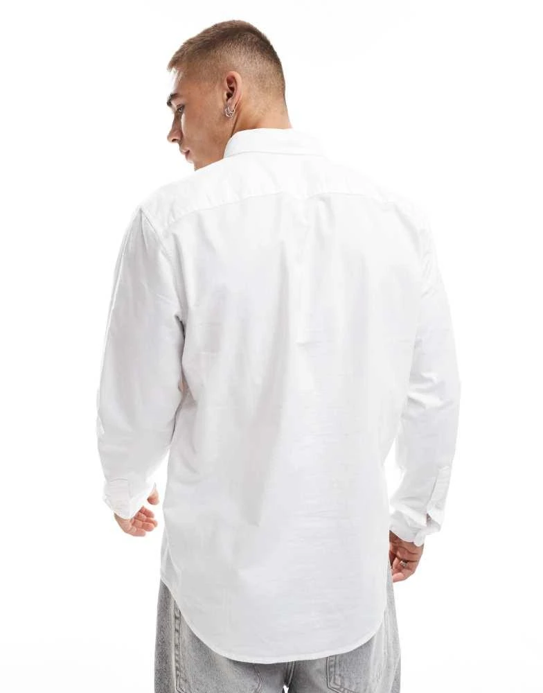Abercrombie & Fitch Abercrombie & Fitch icon logo oxford shirt in white 4