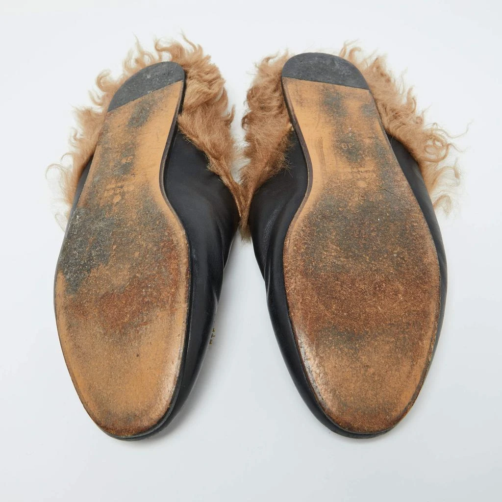 Gucci Gucci Black Leather and Fur Tiger Embroidered Princetown Mules Size 39 6