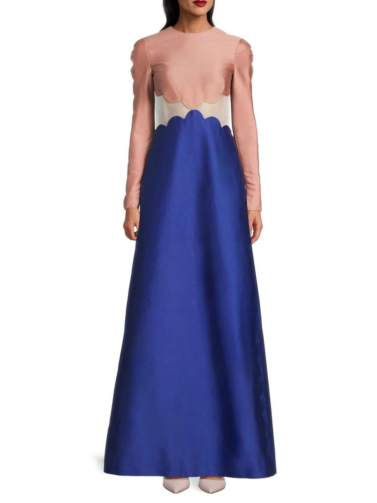 Valentino Two-Tone Cotton-Silk A-Line Gown