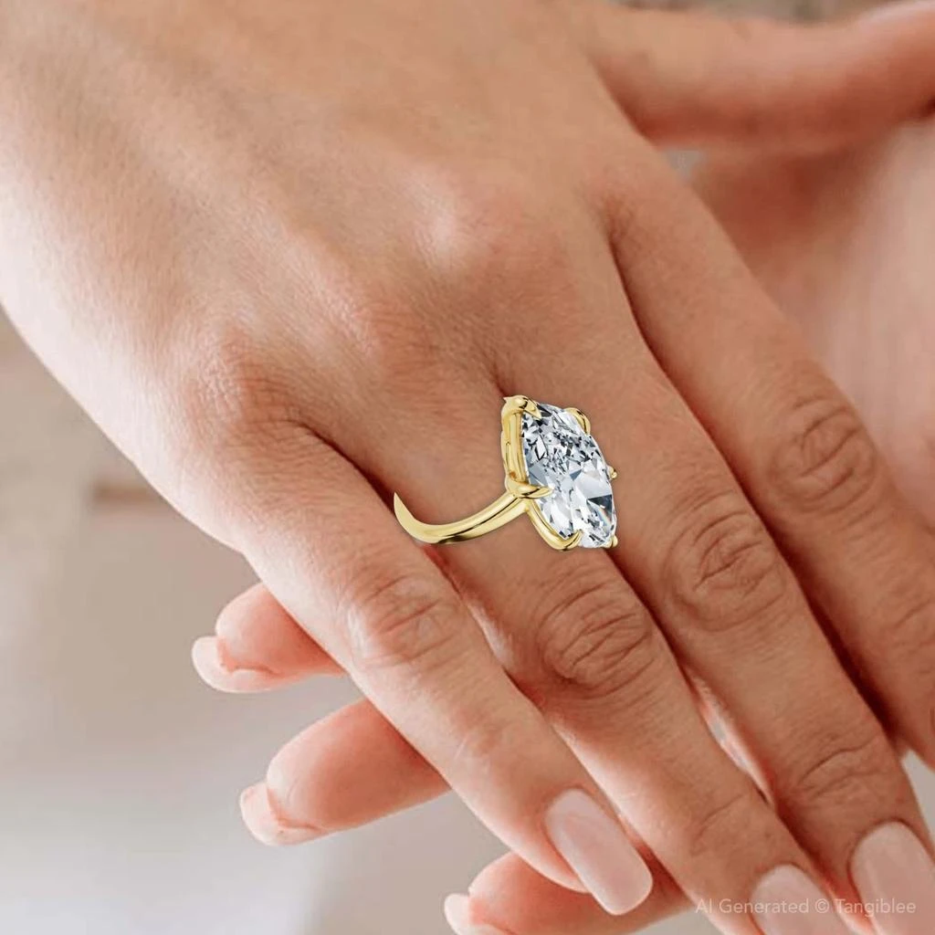 Pompeii3 Certified 5Ct Kelly Marquise Solitaire Engagement Ring 14k Gold or Pt Lab Grown 3