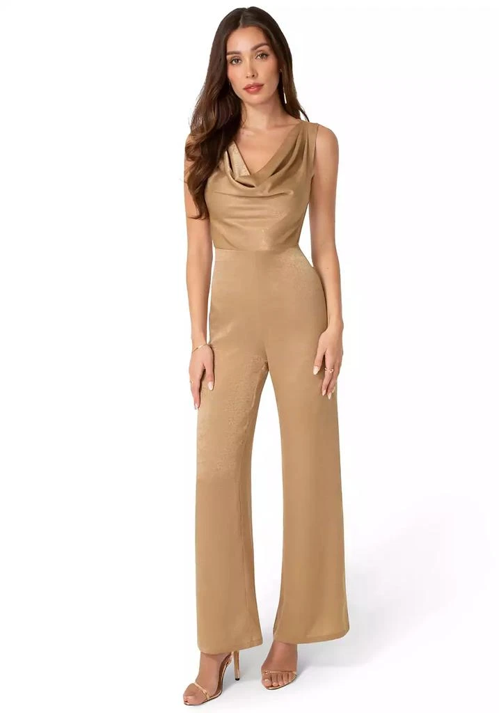 Bebe Womens Ceycrepe Satin Cowl Jumpsuit