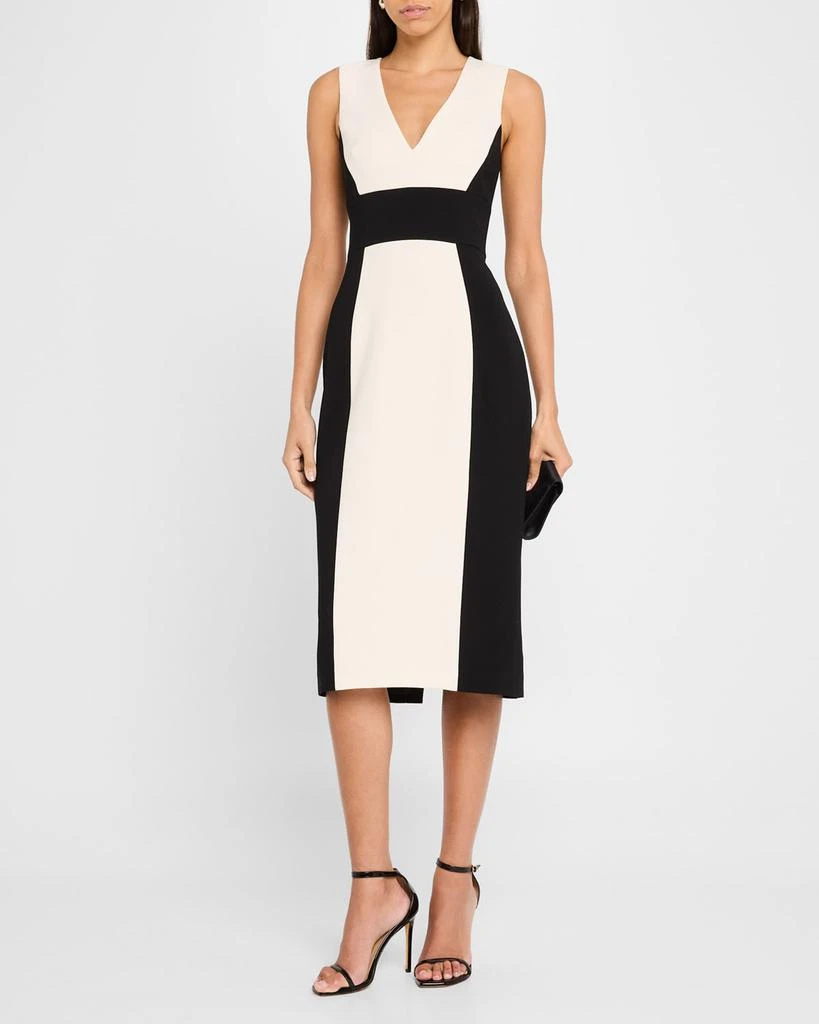 PRABAL GURUNG Colorblock V-Neck Sleeveless Midi Dress 4