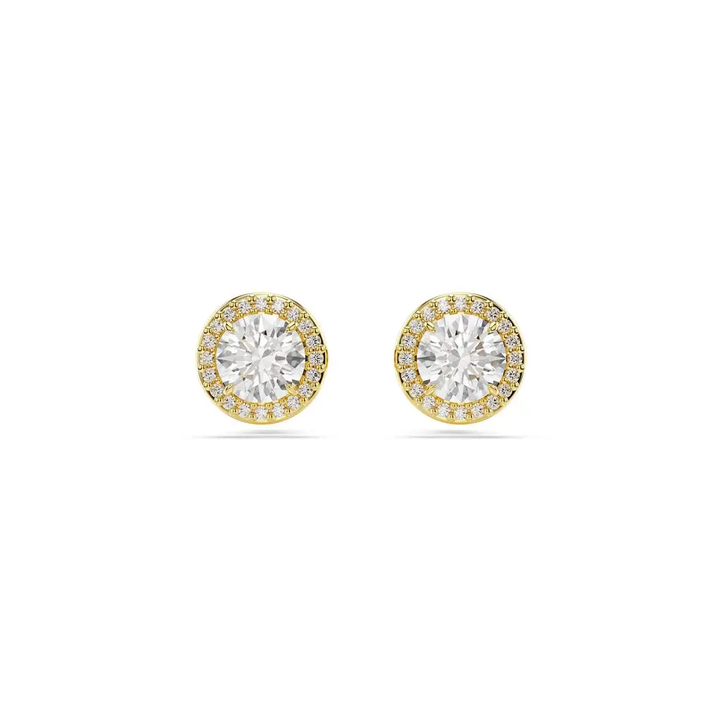 Swarovski Una angelic stud earrings round cut gold tone gold-tone plated 4