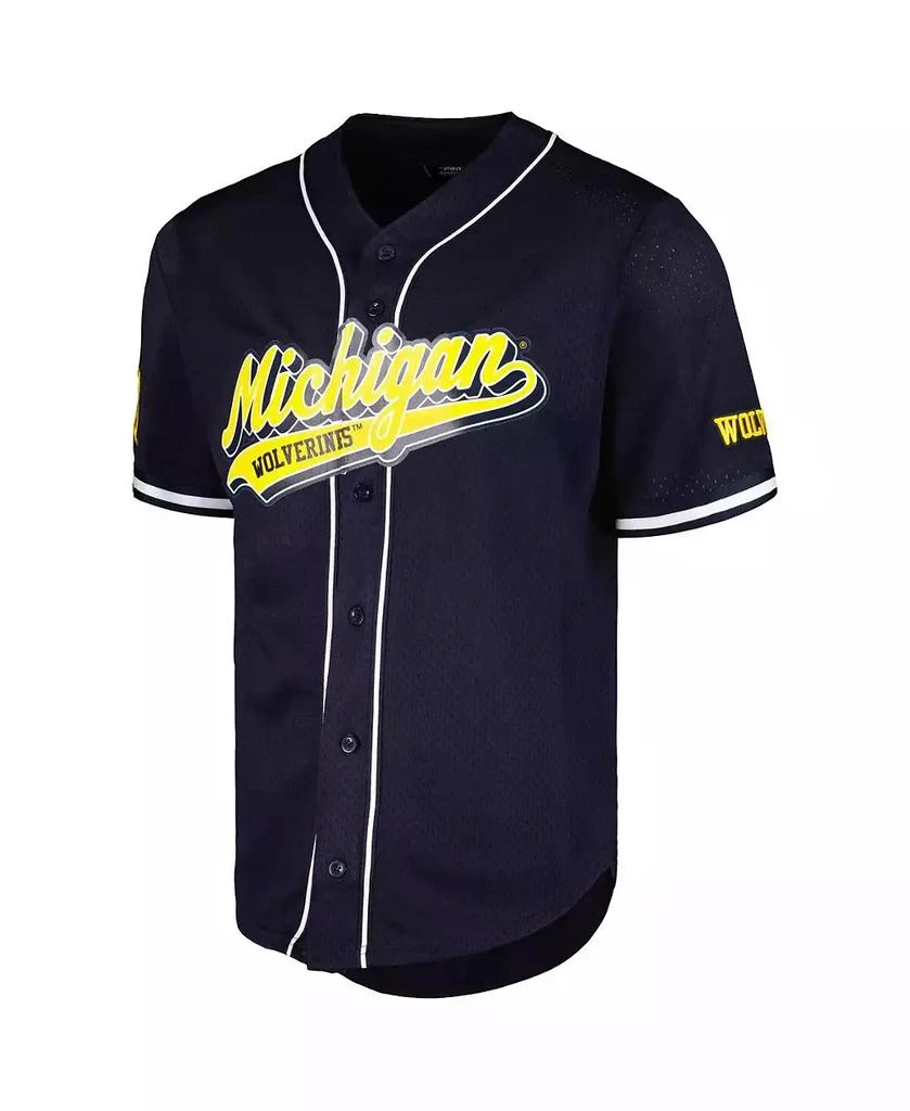 Pro Standard Men's Navy Michigan Wolverines Mesh Full-Button Replica Baseball Jersey 2