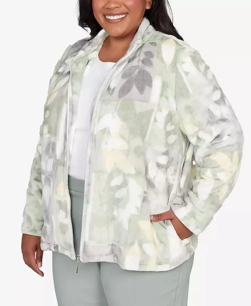 Alfred Dunner Plus Size Stockbridge Leaf Patchwork Cozy Knit Jacket 3