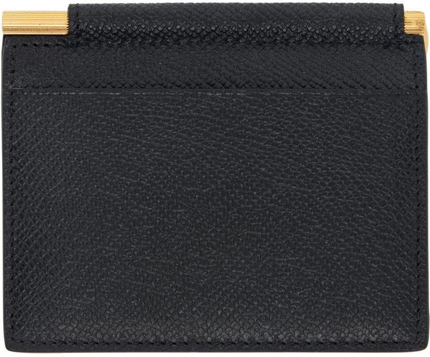 Tom Ford Black Small Grain Leather Folding Money Clip Card Holder 2