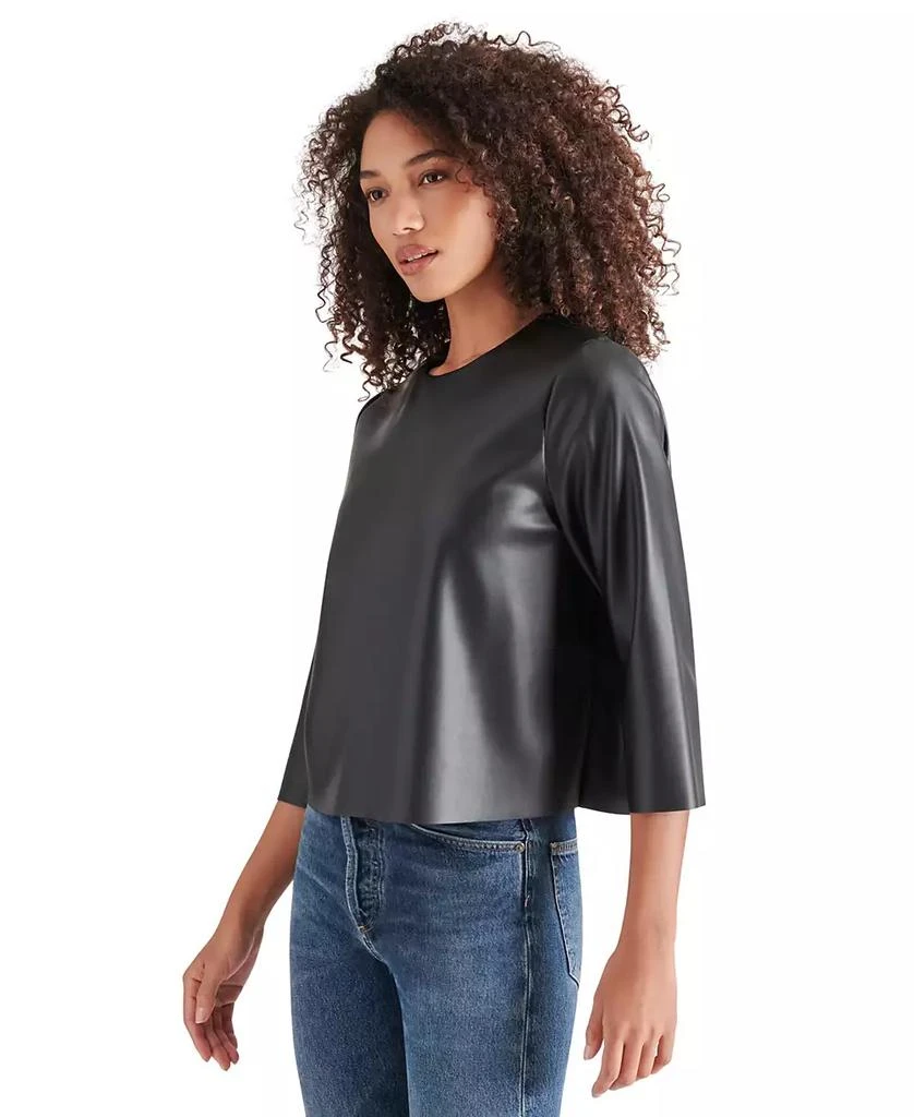 Steve Madden Women's Dee Faux-Leather 3/4-Sleeve Top 3