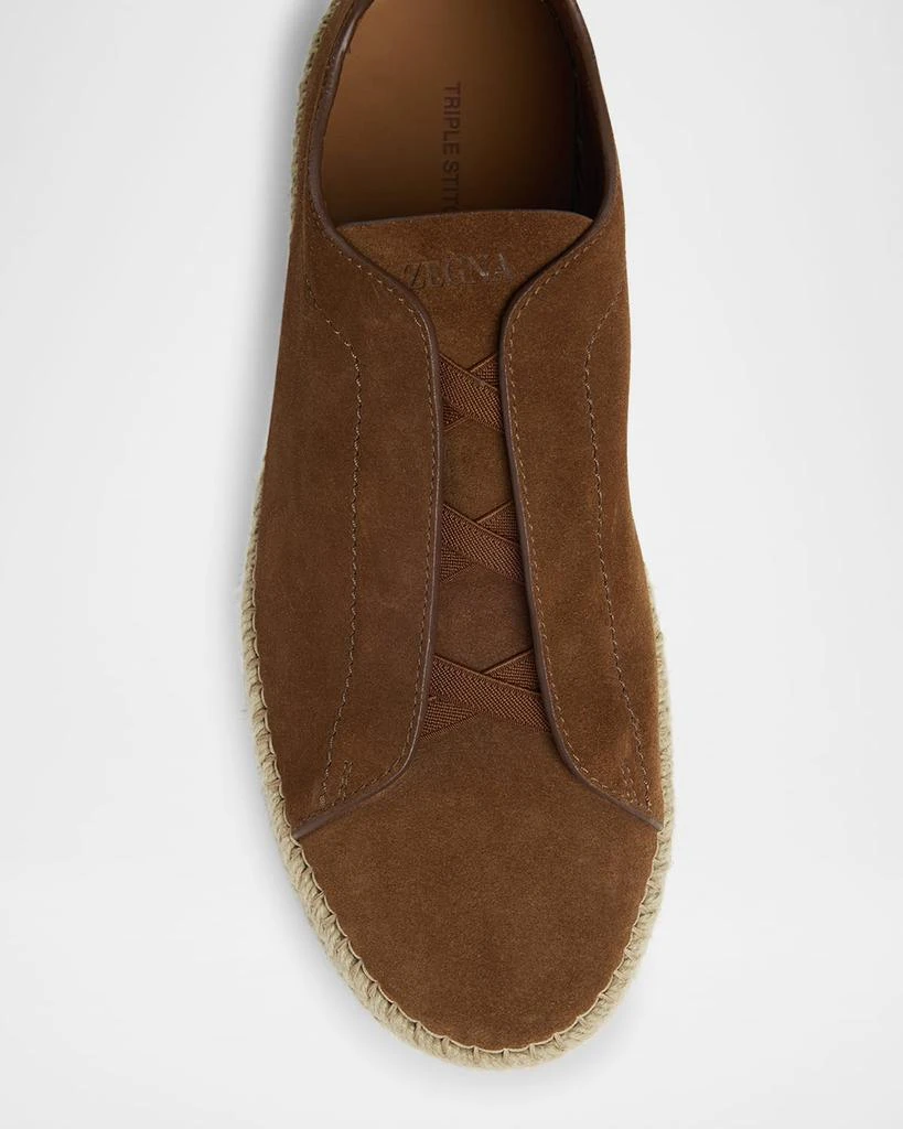 Zegna Men's Triple Stitch Suede Espadrille Sneakers 5