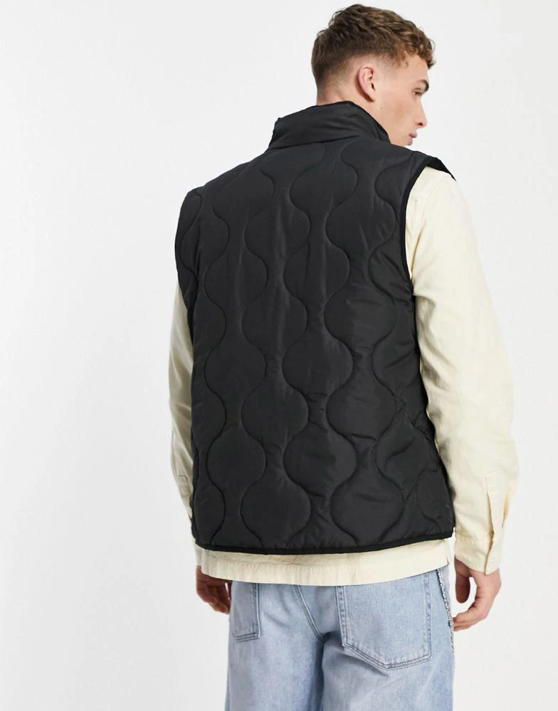 ASOS ASOS DESIGN quilted gilet in black 4