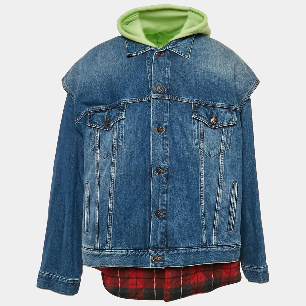 Balenciaga Balenciaga Blue Checked Cotton and Denim Layered Jacket S 1