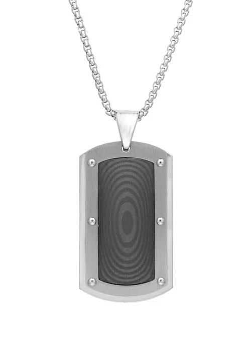 Belk 
Co. Stainless Steel Dog Tag Pendant with Carbon Fiber on 24 Inch Box Chain