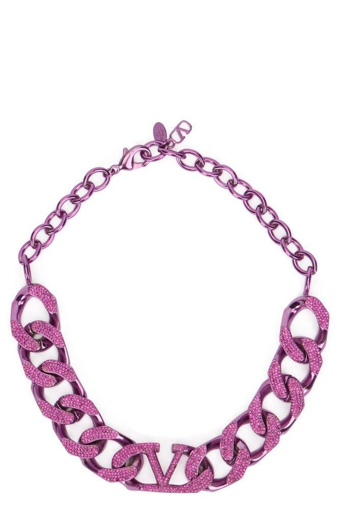 Valentino Valentino VLogo Signature Embellished Curb-Chain Necklace