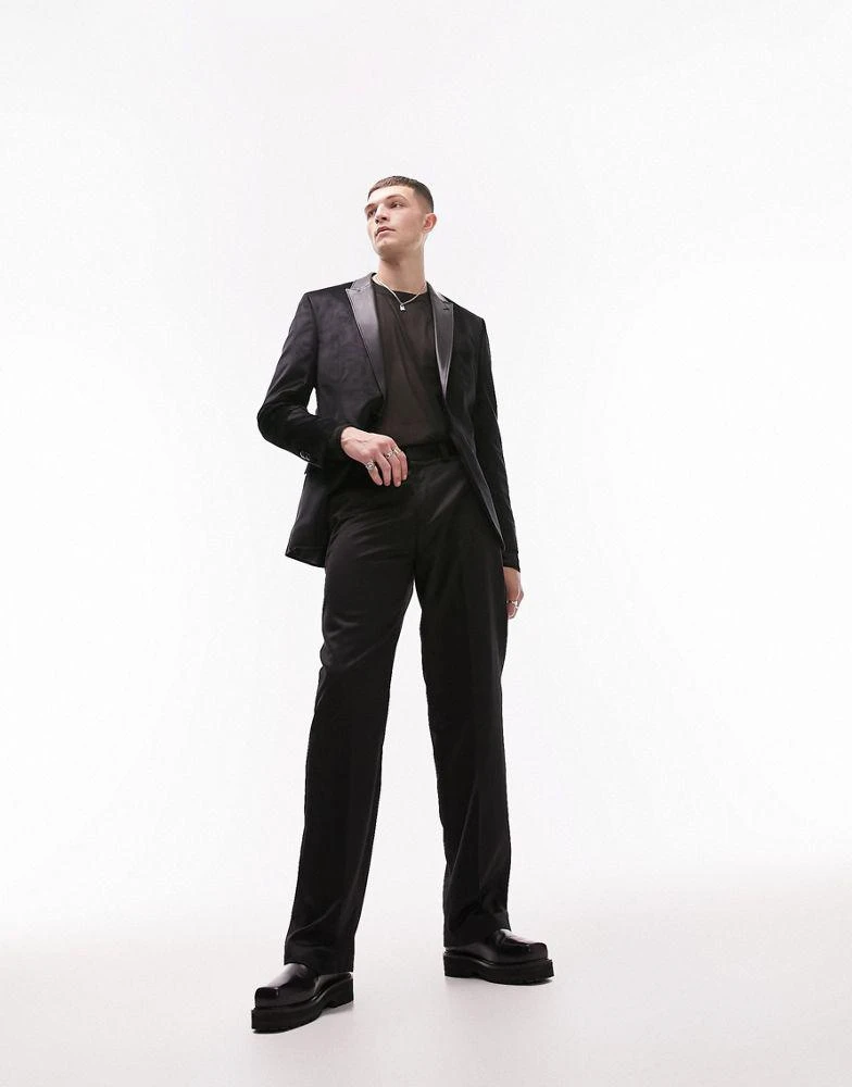 Topman Topman skinny velvet blazer in black 2