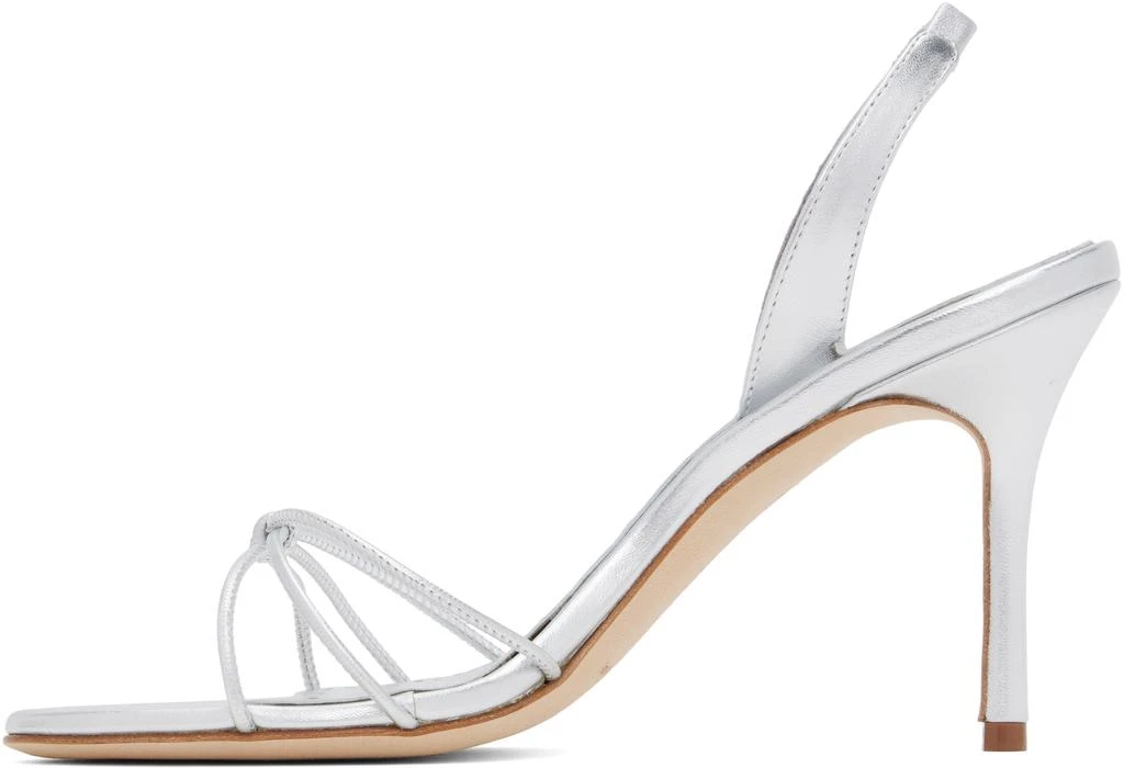 Manolo Blahnik Silver Sareta Heeled Sandals 3