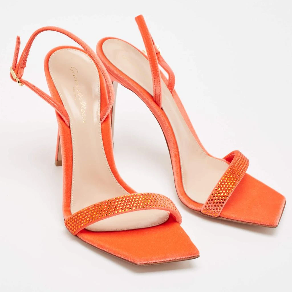 Gianvito Rossi Gianvito Rossi Poppy Red Velvet Embellished Britney Sandals Size 38.5 4