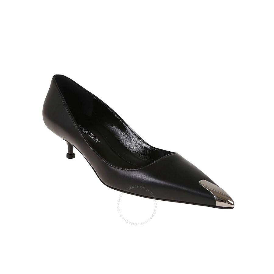 Alexander McQueen Black Leather Punk Pumps