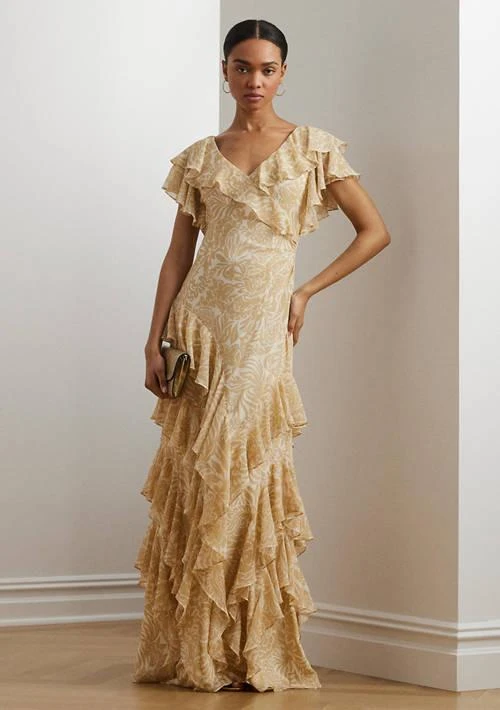 Ralph Lauren Ralph Lauren Floral Ruffle Trim Georgette Gown 1