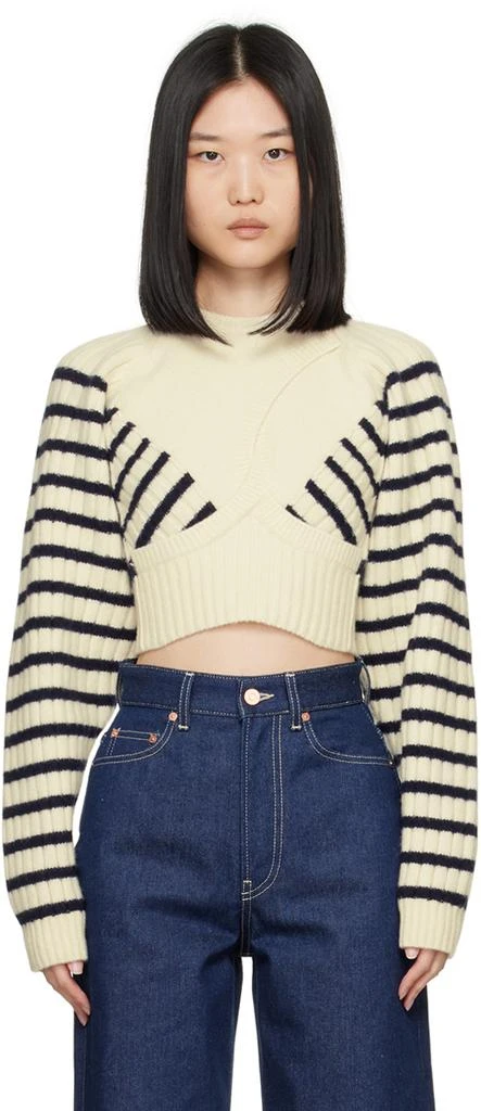 Jean Paul Gaultier White 'The Criss Cross Marinière' Sweater 1