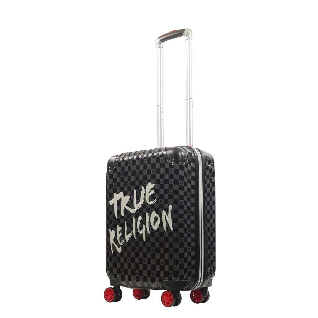 True Religion 22.5" Hardcase Checkered carry-on with big logo. 1