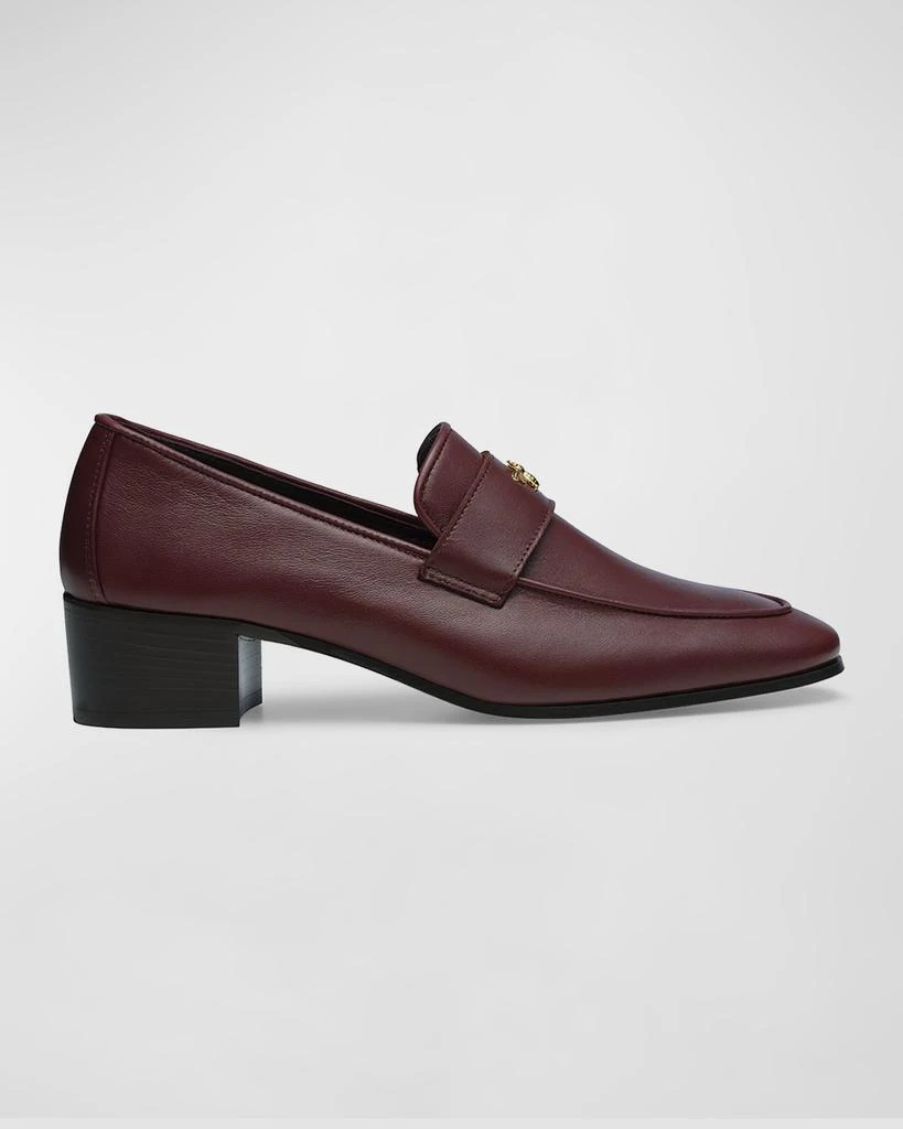 Bougeotte Leather Medallion Heeled Loafers 1