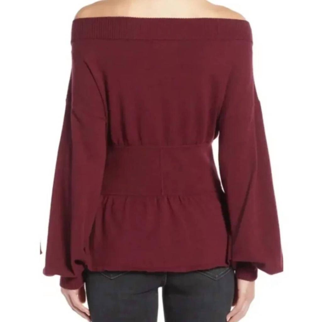 Something Navy Something Navy - Off the Shoulder Waist Detail Peplum Sweater