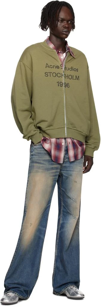 Acne Studios Green Zip-Up Cardigan 4