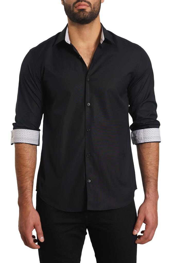 Jared Lang Trim Fit Solid Cotton Button-Up Shirt
