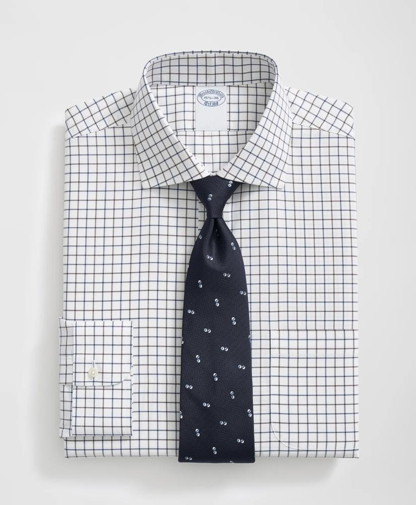 Brooks Brothers Stretch Supima® Cotton Non-Iron English Spread Collar, Alternating Windowpane Dress Shirt