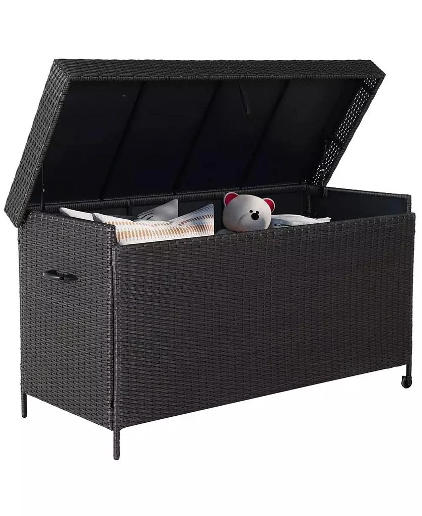 Mondawe 170 Gallon Deck Storage Box Deck Box Outdoor Storage Box Indoor Wicker Storage Bin Patio Storage Box for Patio Furniture Cushions Toys Garden Tools Pool Accessories, Dark Brown