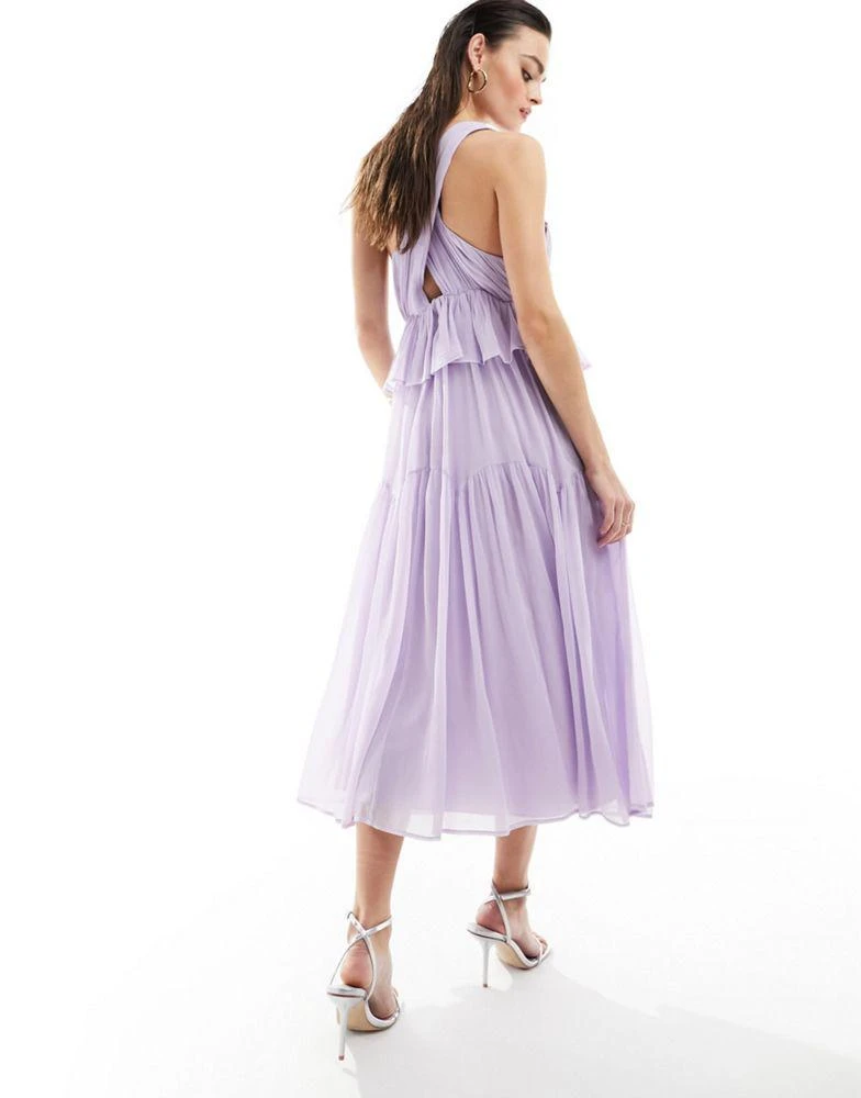 Shop ASOS DESIGN plunge pleated tiered midi dress in dusky lilac on Sale at  BeyondStyle  Get 75% Off ASOS DESIGN plunge pleated tiered midi dress in  dusky lilac with Limited-Time Flash