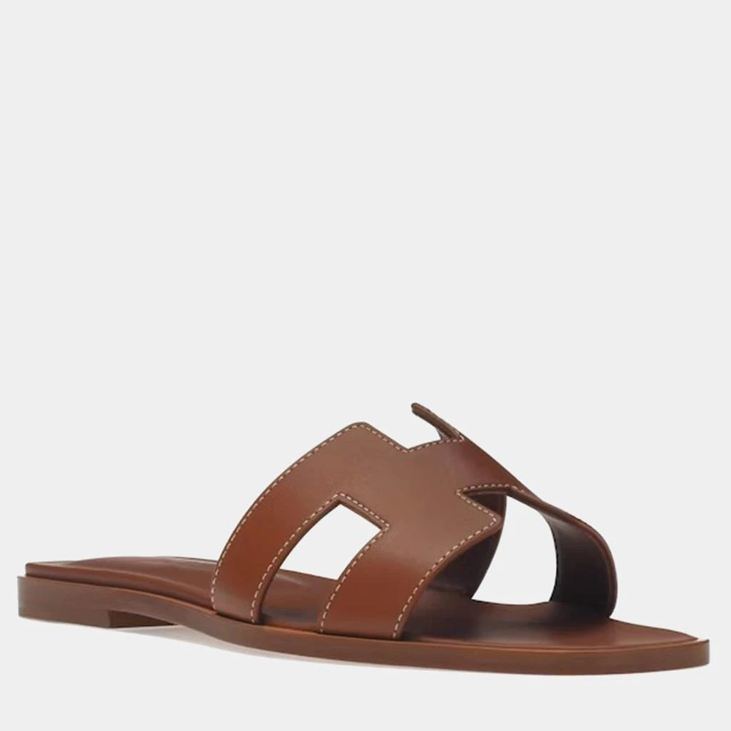 Hermes Hermes Brown Calfskin Leather Oran Sandal 37 5