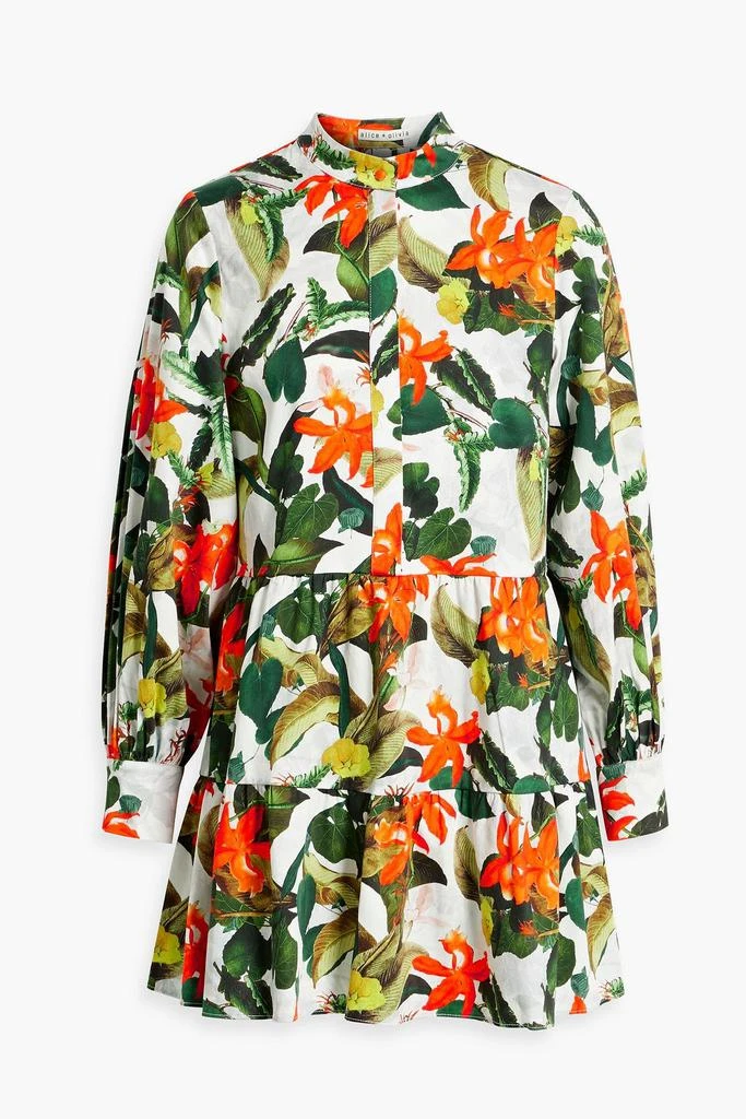 Alice + Olivia Cailin floral-print cotton-blend poplin mini dress 1