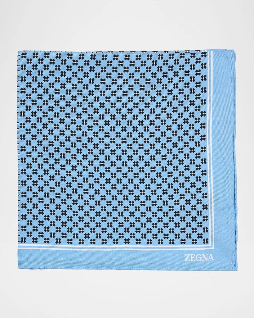 Zegna Men
s Petite Geometric Floral Silk Pocket Square