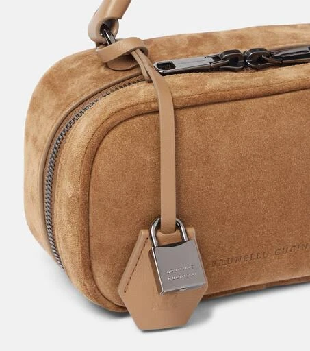 Brunello Cucinelli Foulard Mini leather-trimmed suede tote bag 6