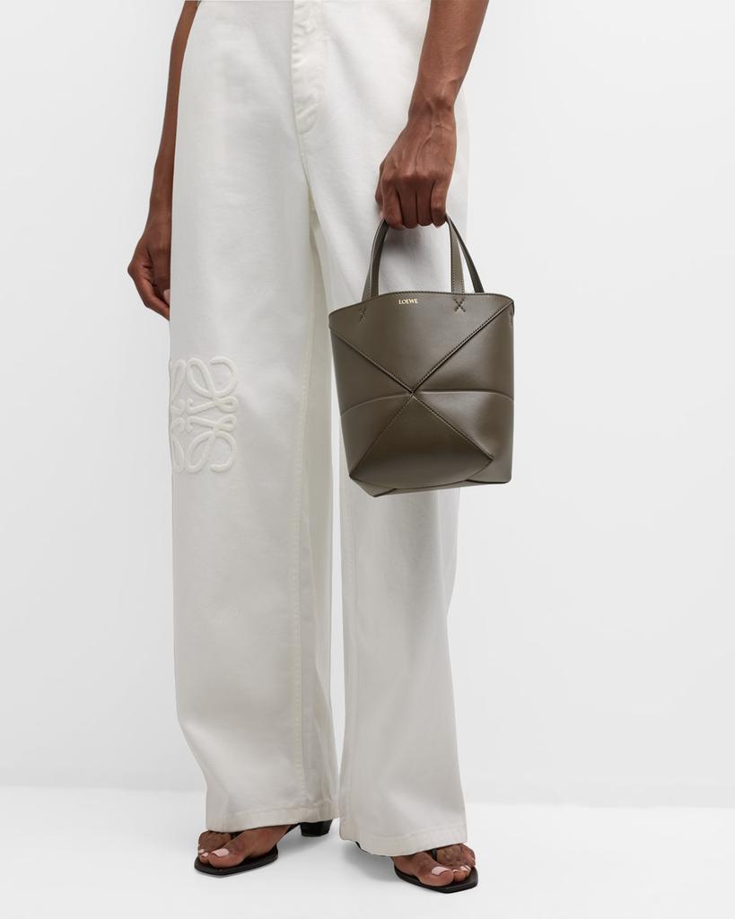 【LOEWE】 PUZZLE FOLD MINI TOTE Mini Puzzle Fold tote in soft grained calfskin Grey - LOEWE
