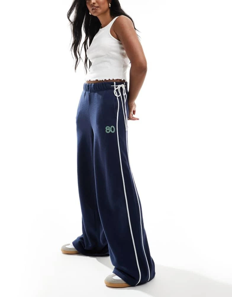 PacSun Pacsun classic wide leg track trousers in navy 1