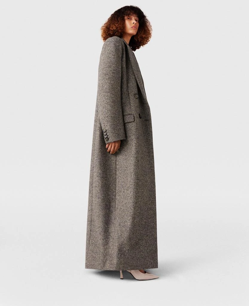 Stella McCartney Stella McCartney - Double Breasted Tweed Long Coat, Woman, Beige tweed, Size: 40 1